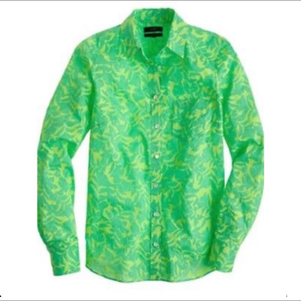 J Crew ‘Boy’ fit button up shirt in tonal green floral pattern